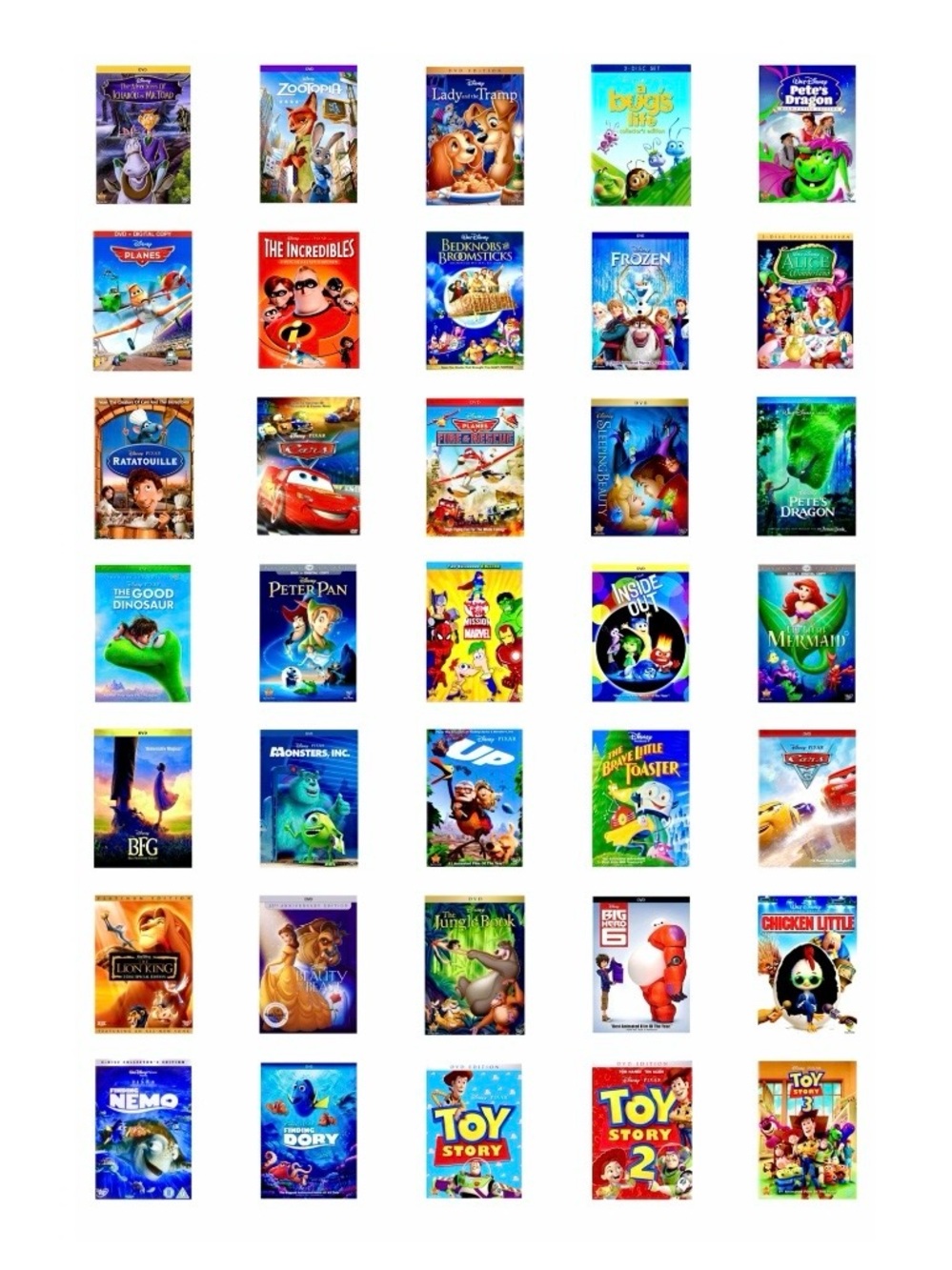 Lot Of 35 Preowned / Used Disney Animated Children And Family DVDs